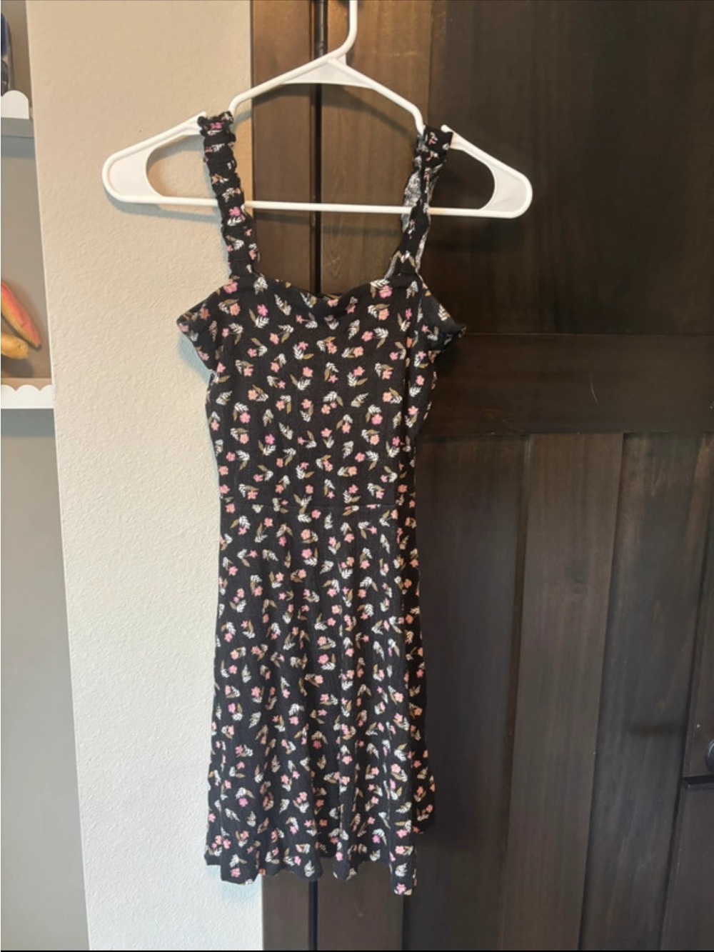 Billabong Black Floral Midi Dress with Pink and Cream Accents